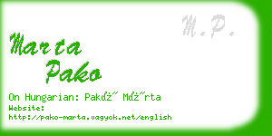 marta pako business card